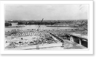View of construction of the Pentagon in Arlington, Va., with Potomac River and Washington, D.C. in background, Historic Reproduction