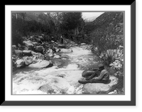 Two men fishing in creek in Ontario, California(?), Antique Wall Art