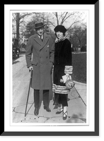 Jesse Lasky, motion picture producer, with Mrs. Lasky, standing outdoors after visiting President Coolidge, Vintage Poster