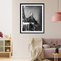 Hiram Rhoades Revels, Afro-American senator, three-quarter length portrait, seated by small table, facing right, Historic Reproduction