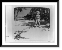 Historic Framed Print, [Child on beach].Steele.,  17-7/8" x 21-7/8"