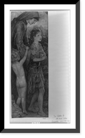Historic Framed Print, [Woman with clinging child guiding young boy].Benda.,  17-7/8" x 21-7/8"