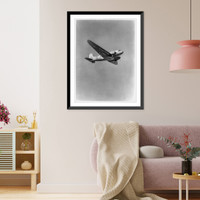 United Air Lines airplane in flight, Vintage Print