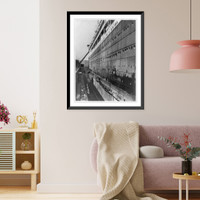 Like spiders on a web. navy yard painters give S.S. Leviathan annual spring painting at South Boston drydock, Historic Print