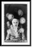 Spirit photograph showing half-length portrait of John K. Hallowell, facing front, and super-imposed faces of fifteen deceased people.S.W. Fallis, photographer, Chicago, Vintage Poster