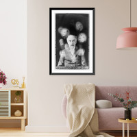 Spirit photograph showing half-length portrait of John K. Hallowell, facing front, and super-imposed faces of fifteen deceased people.S.W. Fallis, photographer, Chicago, Vintage Poster