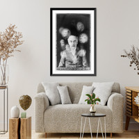 Spirit photograph showing half-length portrait of John K. Hallowell, facing front, and super-imposed faces of fifteen deceased people.S.W. Fallis, photographer, Chicago, Vintage Poster