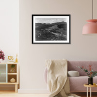 Historic Framed Print, [Aerial view of Lake Placid, New York, showing Stevens house].Fairchild Aerial Surveys, Inc., New York City.,  17-7/8" x 21-7/8"