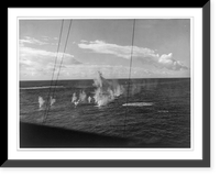 A U.S. warship in the Atlantic Ocean, en route to North Africa, laying down a barrage of high explosive shells, after an enemy submarine was reported in the vicinity, Antique Wall Art