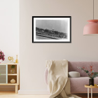 Historic Framed Print, [German airplane in flight over open field during World War II],  17-7/8" x 21-7/8"