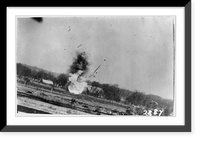 Historic Framed Print, [German airplane exploding as it hits the ground after being shot down by American plane, World War II],  17-7/8" x 21-7/8"