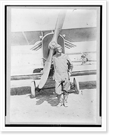 Pilot standing in front of U.S. Army airplane during World War I, Vintage Wall Art