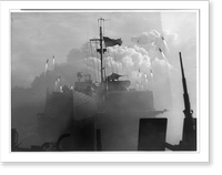 Firing rockets on Balikpapan beach, Borneo, making two runs. 20,000 rockets were fired by units of the 7th Fleet preceding landing by Australian forces F-Day, Vintage Print