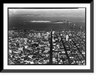 Market Street center, San Francisco, Oakland Bay Bridge, Exposition Island, Antique Poster
