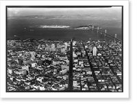 Market Street center, San Francisco, Oakland Bay Bridge, Exposition Island, Antique Poster