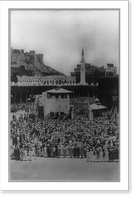 Historic Framed Print, Moslems worshipping the shrines sacred to Islam, Mecca, Arabia,  17-7/8" x 21-7/8"