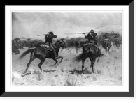 Fighting over a stolen herd. Protecting the herd".Frederic Remington.", Vintage Poster