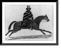 Man, possibly Colombian, wearing poncho and hat, riding horse, Historic Print