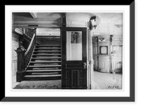 Historic Framed Print, [Interior view of steamboat showing stairway and pursers office],  17-7/8" x 21-7/8"