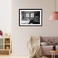Historic Framed Print, [Interior view of steamboat cabin],  17-7/8" x 21-7/8"