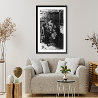 Historic Framed Print, Stirring the Christmas pudding,  17-7/8" x 21-7/8"