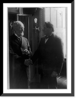 Historic Framed Print, [Joseph Gurney Cannon, three-quarter length portrait, facing right, shaking hands with Rep. Sweet],  17-7/8" x 21-7/8"