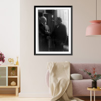 Historic Framed Print, [Joseph Gurney Cannon, three-quarter length portrait, facing right, shaking hands with Rep. Sweet],  17-7/8" x 21-7/8"