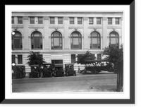 Historic Framed Print, [Bus and mail(?) trucks in front of the Washington, D.C., Post Office],  17-7/8" x 21-7/8"