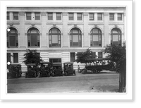 Historic Framed Print, [Bus and mail(?) trucks in front of the Washington, D.C., Post Office],  17-7/8" x 21-7/8"