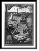 Antique Maritime - Boston - The First sea wall in completed, 1681