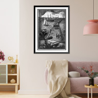 Antique Maritime - Boston - The First sea wall in completed, 1681