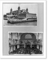 Historic Framed Print, [Immigration Station, Ellis Island, New York, exterior view of building and interior view of registry floor],  17-7/8" x 21-7/8"