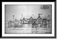 Ishpiming, William S. Corby house (Chevy Chase, Maryland). Porte cochere. North elevation, plan, and section.Arthur B. Heaton, architect, Antique Print
