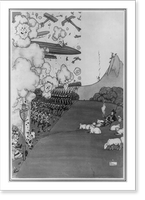 Neutral! A Swiss shepherd watching a battle on the frontier.W. Heath Robinson, Vintage Poster