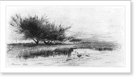 Landscape with ducks.Florence Este, Antique Print