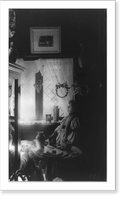Historic Framed Print, [Mme. Helena Modjeska, half-length portrait, seated at small table by window, facing left, surrounded by vases, wreaths, and picture],  17-7/8" x 21-7/8"
