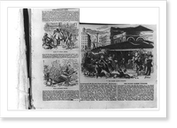 3 New York City street scenes showing ill-paved thoroughfares": "The Fulton Market Nuisance" and "Scene in Nassau Street"", Historic Print