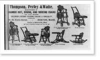 Advertisement for Thomson, Perley & Waite, manufacturers of chamber suite, dining and rocking chairs, with 7 illustrations of folding table-carriage combitations, Antique Print