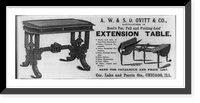 Advertisement for A.W. & S.D Ovitt & Co., manufacturers of Bent's pat. fall and folding-leaf extension table, illustrated with table in folded and unfolded positions, Vintage Wall Art