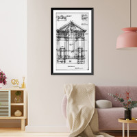 Historic Framed Print, [Measured architectural drawing of north elevation of Gunston Hall, Lorton vicinity, Fairfax County, Virginia],  17-7/8" x 21-7/8"