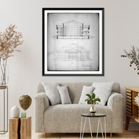 Historic Framed Print, [Library of Congress, Washington, D.C. Elevation and section],  17-7/8" x 21-7/8"