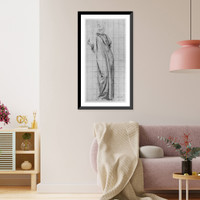 Clothed study for female figure of Architecture, for mural1. The Arts" at the Library of Congress", Vintage Print