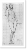 Nude study for figure of Architecture, Library of Congress1, Antique Print