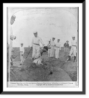 Criminal kneeling over his own grave - Japanese executioner beheading a condemned Chinese, Tientsin, China, Antique Poster