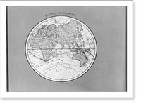 Historic Framed Print, Global map of eastern hemisphere,  17-7/8" x 21-7/8"