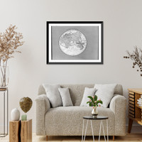 Historic Framed Print, Global map of eastern hemisphere,  17-7/8" x 21-7/8"