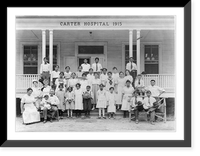 View of a few patients mostly Choctaaw Indians, posted on porch steps - Carter Hospital, Talihina, Okla, Antique Print