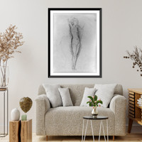 Historic Framed Print, Nude woman with raised armsStudy of the nudeStudy of nude figure looking right,  17-7/8" x 21-7/8"
