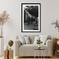 2 street views of Kabul, Afghanistan: rear view of 3 soldiers walking in foregrd, Vintage Wall Art