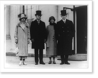 Historic Framed Print, [President and Mrs. Coolidge with Vice President and Mrs. Dawes, standing, full-length, on North Portico of the White House],  17-7/8" x 21-7/8"